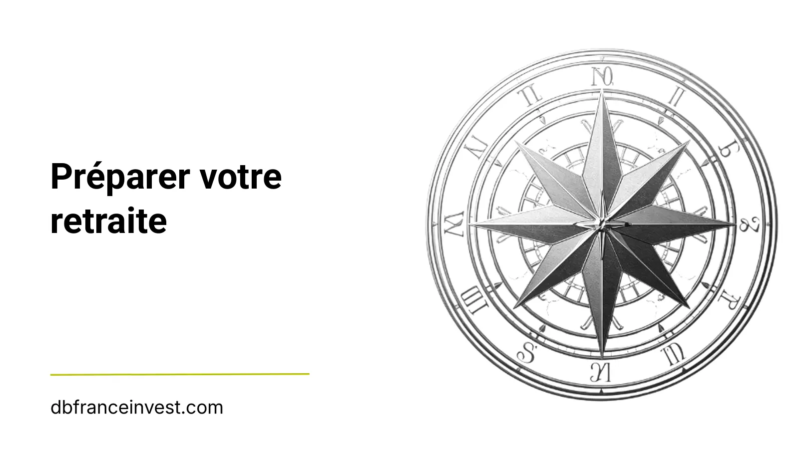 Rose des vents en noir et blanc, illustration de la formation Retraite de DB France Invest