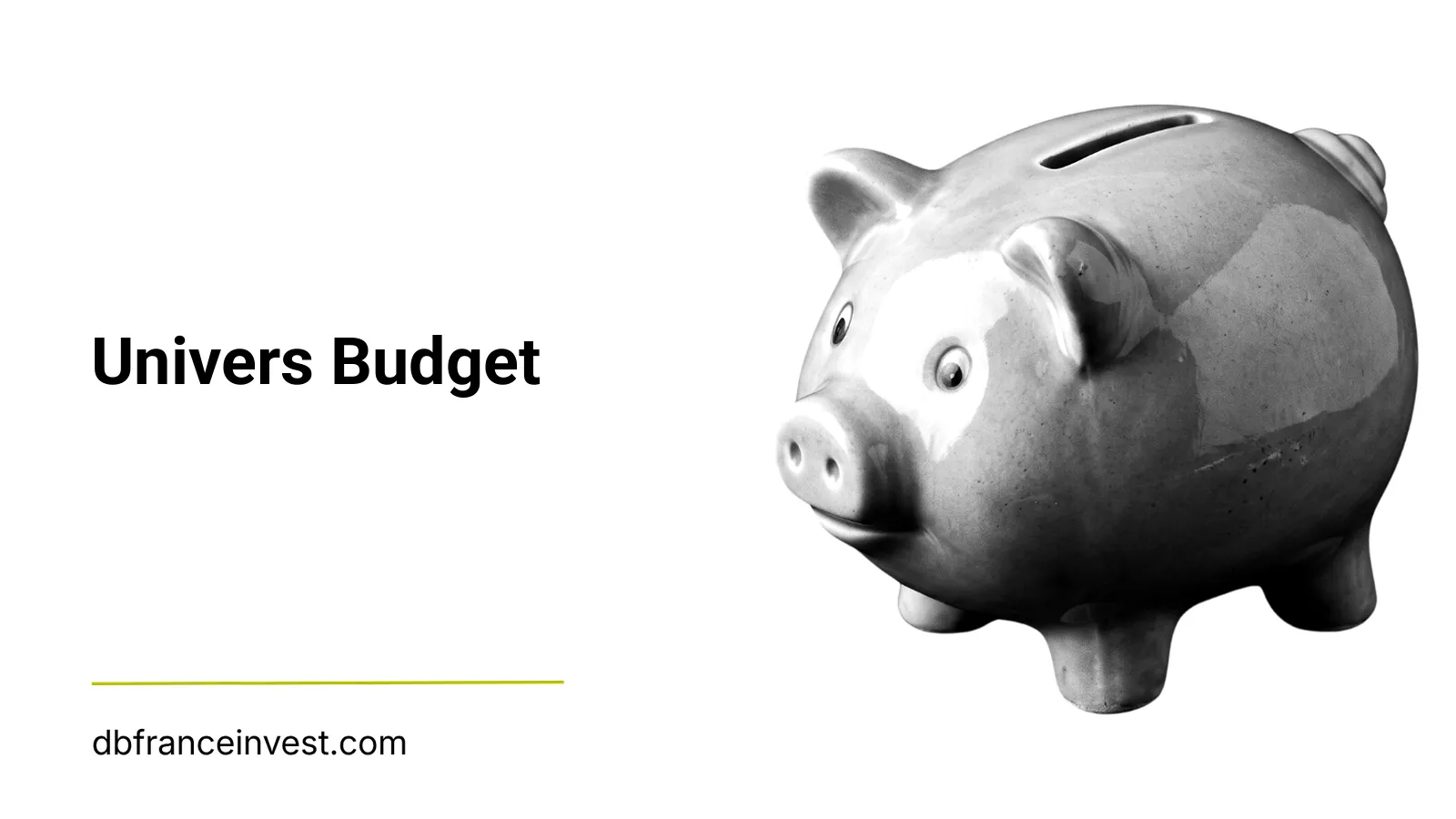 Tirelire en forme de cochon, en noir et blanc, symbole de la gestion du budget du foyer